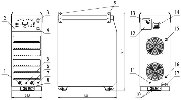 Общий вид и габаритные размеры установки УДГУ-508 AC/DC